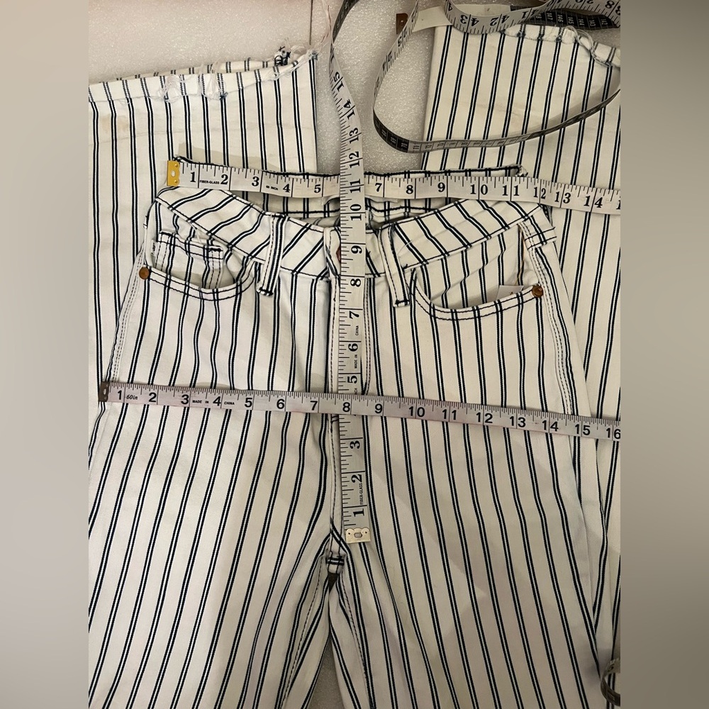 Judy Blue White Vertical-Striped Flare Jeans - Picture 2 of 14